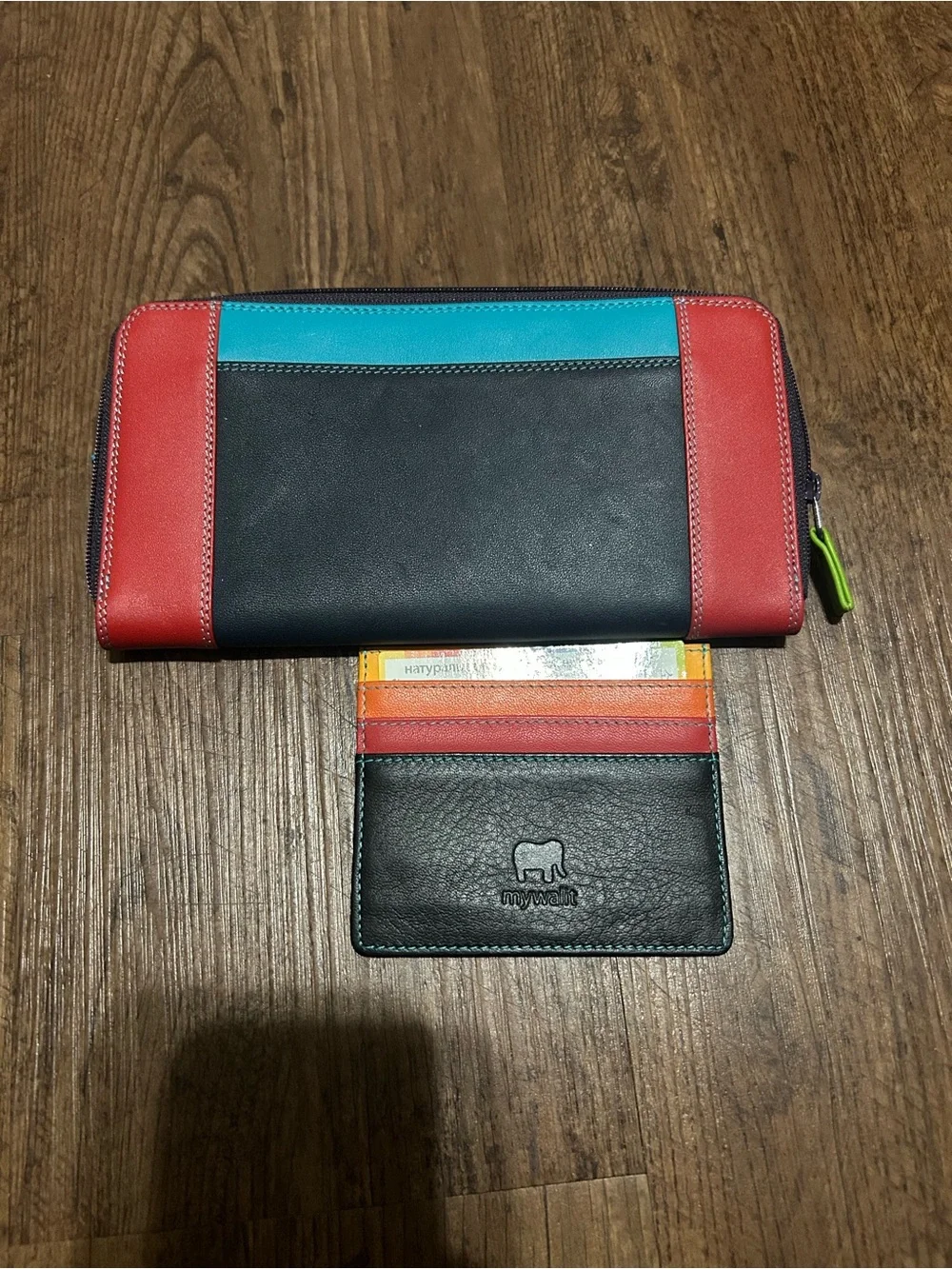 Mywalit Colorblock Zip Wallet with Matching Cardholder